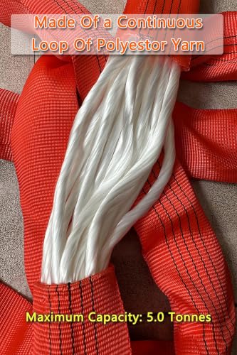 Endless Round Sling 2Packs 11020lb 6.5FT Sling Strap Rigging Polyester Endless Lift Sling for Hoist Heavy Duty Objects Heavy Duty Poly Lifting Sling【5T-2M-2Pcs】 - size: 5T-2M-2Pcs