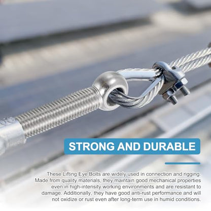 PATIKIL 4 Pcs M8x150mm Shoulder Swing Lifting Eye Bolt, 304 Stainless Steel Metric Half Tooth Thread Fisheye Eye Slip Hole Screw Rigging Bolt Metal Fasteners Screws, Silver Tone - size: M8x150mm