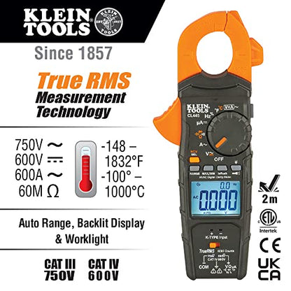 Klein Tools CL445 HVAC Clamp Meter and Klein Tools 69417 Rare-Earth Magnetic Hanger