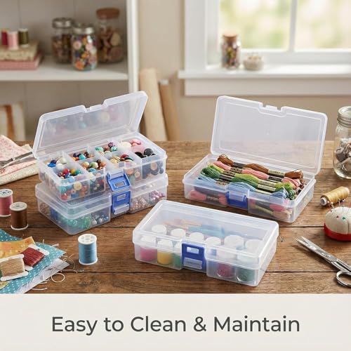 5-Pack Blue Plastic Organizer Boxes, Stackable Craft Storage Cases - color: 5pcs- Clear Blue
