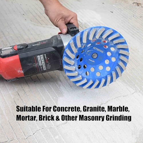7 in. x 5/8-11 in. Threaded Arbor 24 Segments Diamond Turbo Grinding Cup Wheel, 7 Inch Diamond Cup Grinding Wheel for Granite Marble Concrete (5/8"-11 Threaded) - style: 7 Inch 5/8"-11 Threaded