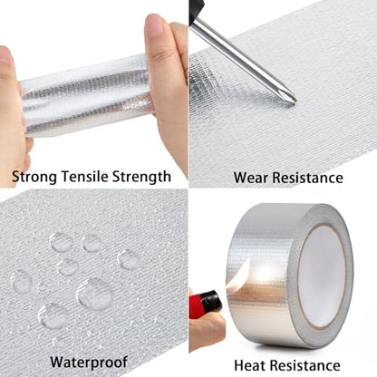 Aluminum Foil Duct Tape, High-Temp Seal for HVAC - 2" x 22Yds - size: 2 Inch X 66 Feet