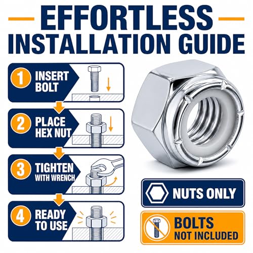80 Pcs 5/16-18 Nylon Inserted Self Locking Nuts - size: 5/16x18