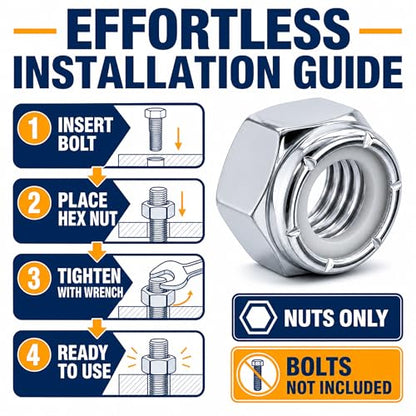 80 Pcs 5/16-18 Nylon Inserted Self Locking Nuts - size: 5/16x18