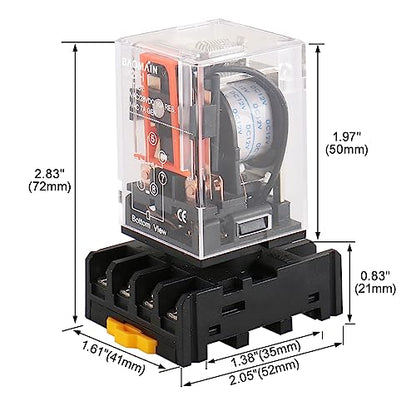 Baomain Power Relay MK2P-I 12VDC Coil DPDT 8 Pin with Plug-in Terminal Socket,for Automation and Control Systems