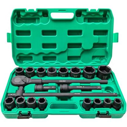 3/4" Drive Impact Socket Set, 21 Pcs Heavy Duty Large Socket Set - style: 3/4in-21Pcs-Metric
