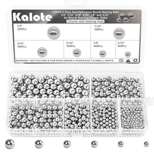720 Pcs G25 Chrome Steel Bearing Balls Kit, 3/32"-1/4" Imperial - size: 720PCS 3/32"-1/4"