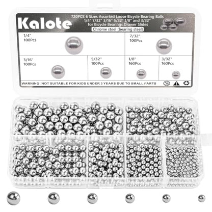 720 Pcs G25 Chrome Steel Bearing Balls Kit, 3/32"-1/4" Imperial - size: 720PCS 3/32"-1/4"