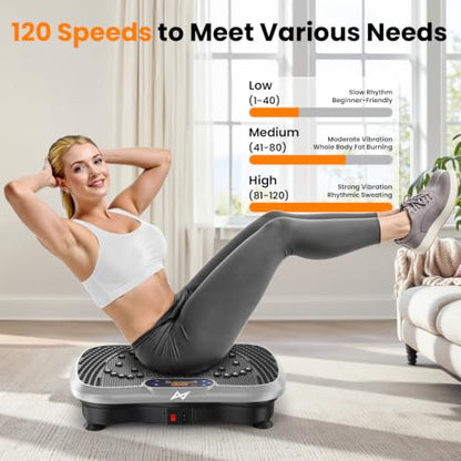 AXV Vibration Plate Exercise Machine Fitness Platform Body Vibrating Board - color: SLIM.SILVER