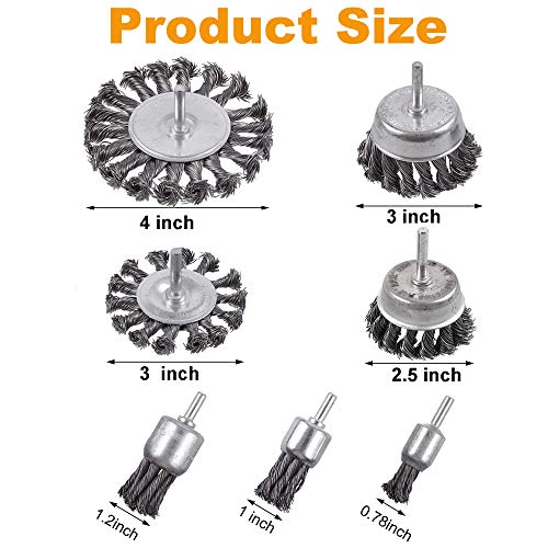 Rocaris 7Pcs Twist Knot Wire Wheel Brush for Drill for Rust Removal
