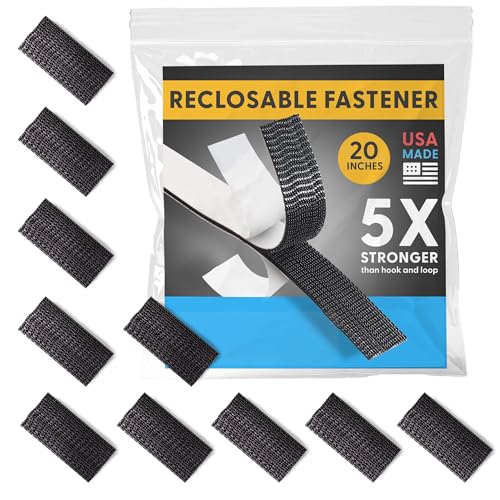 Industrial Strength - Black Indoor/Outdoor Adhesive Mounting Tape - Self Mating Reclosable Fastener Compatible with 3M SJ3550 / SJ3560 Dual Lock - size: 20 INCH, style: Black