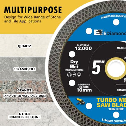 5" Turbo Mesh Saw Blades for Porcelain, Ceramic Tile and Stone, 1 PC - size: 5 Inch