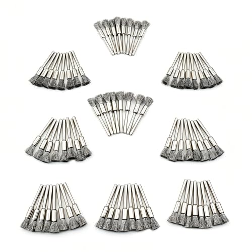 Merryland 72 Pack Wire Brush Steel Brush Pen Brush for Dremel Mini Brush - size: Pen Brush