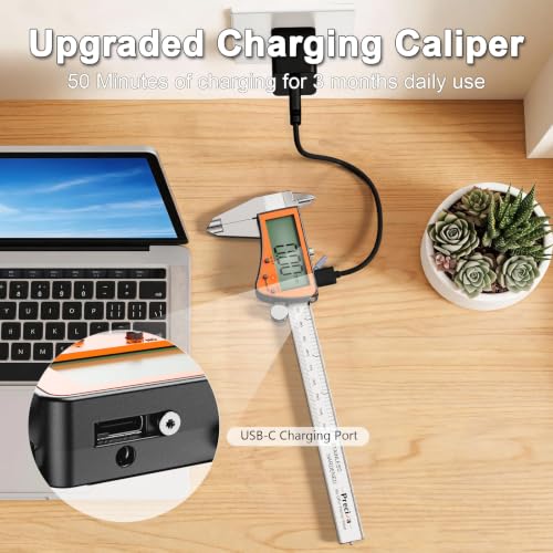 Preciva Digital Caliper 6 inch,Rechargeable Caliper with Oversized