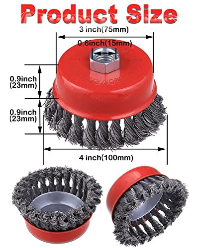 4" Wire Wheel for Angle Grinder 8PCS Twisted Knotted Wire Brush for Grinder - style: 8 PACK 4'' Cup Brush
