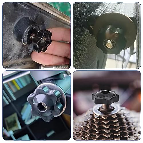 Mozeat Lens 10 Pack 6 Star Knobs 1/4 Inch 20 Female Threaded Hexagon Head Thru Knob Clamping Knobs Jig Knobs T Knob