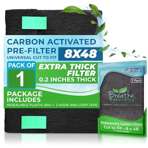 Breathe Naturally Universal Cut To Fit Carbon Activated Air Filter - Replacement Charcoal Filters - Pre Filter Carbon Sheet for Air Purifier, Vent Filters & More - Made in USA (Pack of 1, 8x48) - size: 1 Pack, style: 8x48