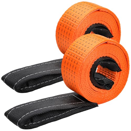 TOPZEA 2 Pack 2" x 10 FT Heavy Duty Lifting Sling Strap, 15000 LB Capacity Lift Sling Strap Double Ply Nylon Web Slings Winch Straps for Hoist, Tree Saver Recovery, Rigging, Towing, Moving, Orange