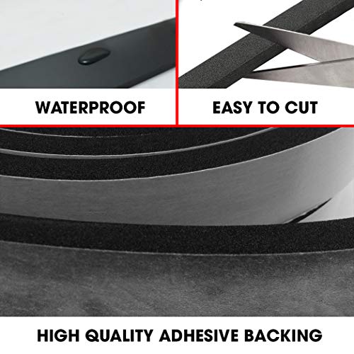 Neoprene Foam Strip Roll By Dualplex,3" Wide x 10' Long 1/8" Thick, Weather Seal High Density Stripping with Adhesive Backing – Weather Strip Roll Insulation Foam Strips - size: 3" Wide x10' Long 1/8" Thick