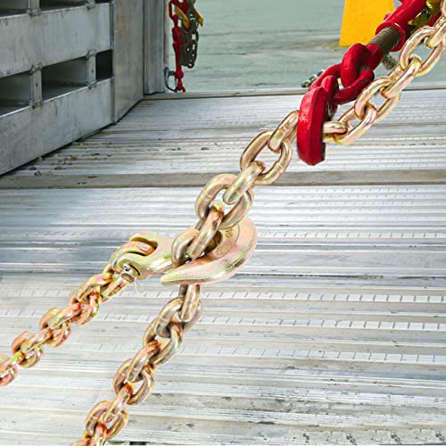 VEVOR 2 Pack Transport Binder Chain, 3/8" x 20' Tow Chain with Grab Hooks