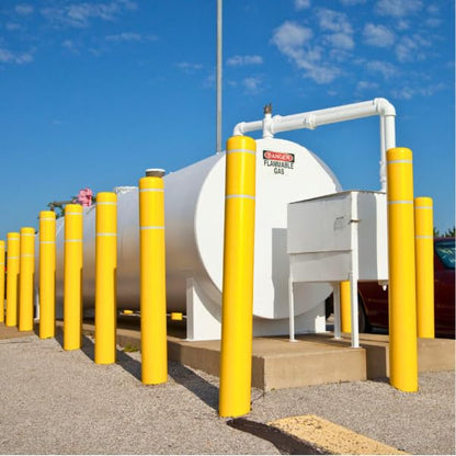 BollardGard 7" x 52" Bollard Cover Yellow - Innoplast (Yellow Blue Tape) - color: Yellow blue tape, size: 7\"x52\"