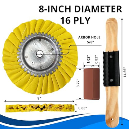 9PCS 8 Inch Aluminum Wheel Polishing Kit – Set with Aluminum Polishing Wheels Rake Buffing Compound and Airway Buffing Wheel Kit for Angle Grinder and Rim Shine Restoration - style: 9 PCS Multi Set