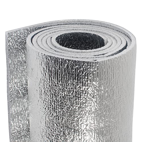 5mm Reflective Insulation Foam Core Radiant Barrier 40“ × 80” Double Side Foil Cold and Heat Shield Thermal Insulation for Ceilings,Walls,Steel Buildings,Roofing ect - size: double side foil 40"×80"