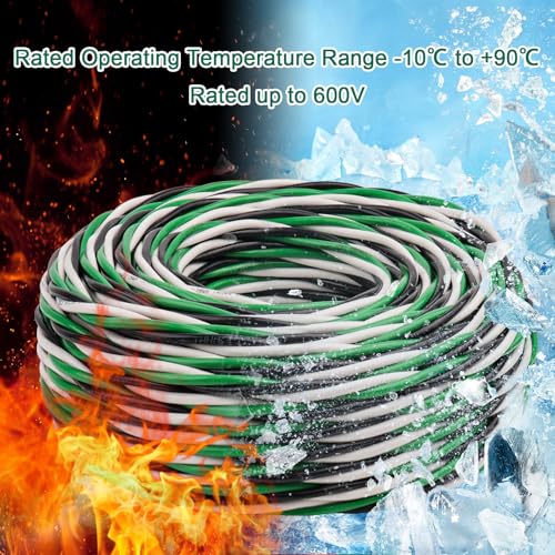 MOOKEERF THHN Wire 12 Gauge 3 Conductor (Black/White/Green) 250FT - OFC Stranded Copper 12 AWG Pre-Twisted Electrical Building Wire 600V with Nylon Jacket for Residential, Industrial, Ground, CNC - size: 12AWG 250FT