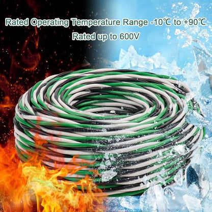 MOOKEERF THHN Wire 12 Gauge 3 Conductor (Black/White/Green) 250FT - OFC Stranded Copper 12 AWG Pre-Twisted Electrical Building Wire 600V with Nylon Jacket for Residential, Industrial, Ground, CNC - size: 12AWG 250FT