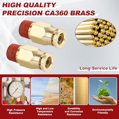DOT Approved Male Straight Brass Union 1/4" Tube x 1/8" NPT, 10PCS - size: 1/4" OD x 1/8" NPT