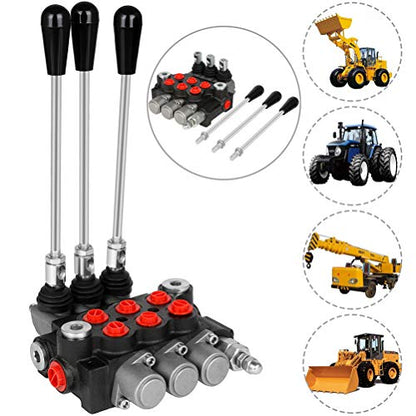 Hydraulic Flow Control Valve 3 Spool 11 GPM Adjustable Relief Valve - size: 3 Spool 11 GPM