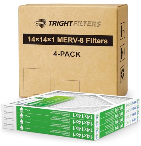 TRIGHTFILTERS 14x14x1 Air Filter 4 Pack, MERV 8 Pleated HVAC Furnace Filter - size: 14x14x1