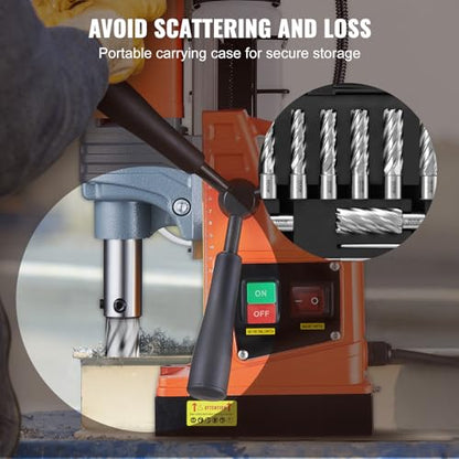 VEVOR Annular Cutter Set, 13 pcs Weldon Shank Mag Drill Bits, 2" Cutting Depth, 7/16" to 1-1/16" Cutting Diameter, M2AL HSS, with 2 Pilot Pins, Hex Wrench and Portable Case, Using with Magnetic Drills - size: 7/16" - 1-1/16" * 2"