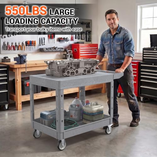 Utility Rolling Storage Cart, 34 x 17 Inch, 550 Lbs Capacity, Grey - color: Gray, size: 34 × 17 Inch