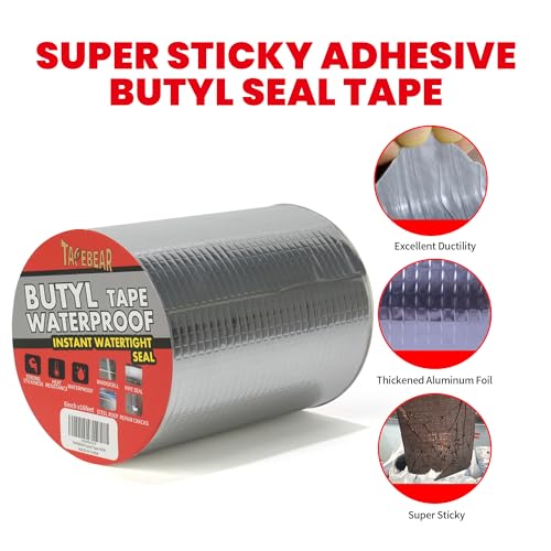 TAPEBEAR Butyl Tape Waterproof Sealing Tape 6inch x16feet Roof Leak Patch - size: 6inch x 16.4feet