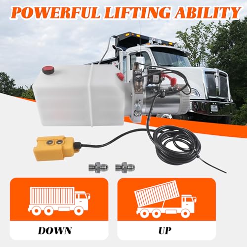 6 Quart 12V Double Acting Electric Hydraulic Pump, Hydraulic Power Unit with 6L Tank Replacement for Auto Repair Medium-Sized Lifting Platforms Small Dump - color: 6 Quart Double Acting