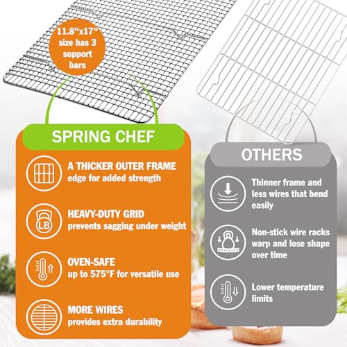 Spring Chef 11.5" x 16.5" Stainless Steel Cooling Rack for Cooking & Baking - size: 11.5"x16.5", style: 1 Pack