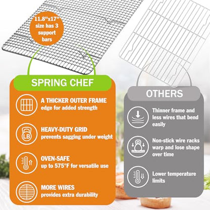 Spring Chef 11.5" x 16.5" Stainless Steel Cooling Rack for Cooking & Baking - size: 11.5"x16.5", style: 1 Pack