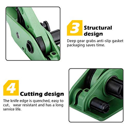 MYFAMIREA Heavy Duty Poly Strapping Tensioner and Cutter Manual Banding Tools Windlass for 1/2" -3/4" Width Polyester Polyproplyn Strap (Jungle Green) - style: Tensioner-Jungle Green