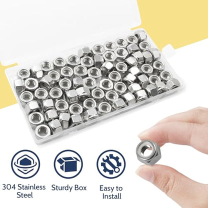 5/16-18 Lock Nut, 70Pcs Stainless Steel Nylock Insert Locking Nuts - size: 5/16"-18, 70 Pack
