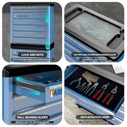 LARBANKE 5-Drawer Rolling Tool Chest with Wheels,Lock&Key,Blue Tool Cabinet - color: Blue, size: 5 drawer tool chest
