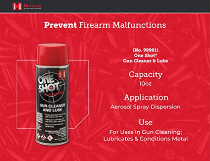 Hornady One Shot Gun Cleaner and Case Lube, 10 oz – Aerosol Dry Lube, With DynaGlide Plus – Clean, Non-Sticky and Easy to Use – Contains No Petroleum, Won't Contaminate Powder or Primers