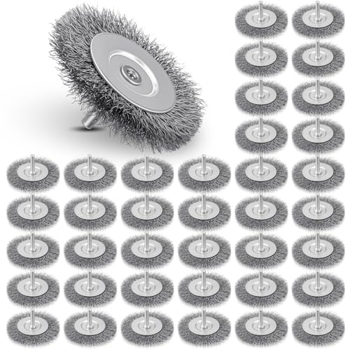 Moxweyeni 40 Pcs 3 Inch Wire Wheel Brushes for Drill Bits, 1/4 Inch Shank - size: 3 Inch