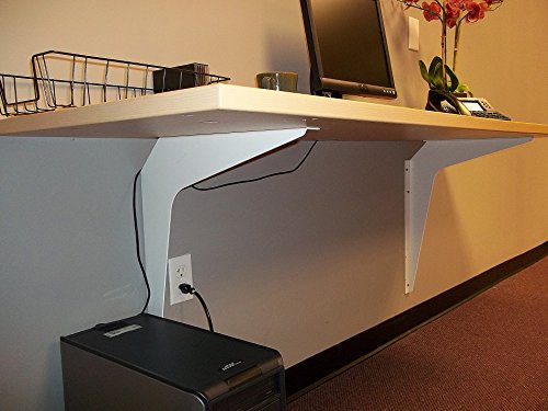 One Pair Workstation Heavy-Duty Reversible Brackets 1000lb. Load Capacity [per Pair] (15" x 21", White) - color: White, size: 15" x 21"