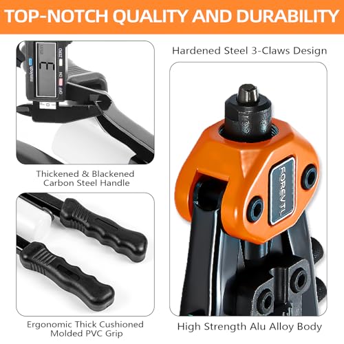 1/4 Rivet Gun Kit with 210pcs Blind Pop Rivets & 5 Rivet Heads