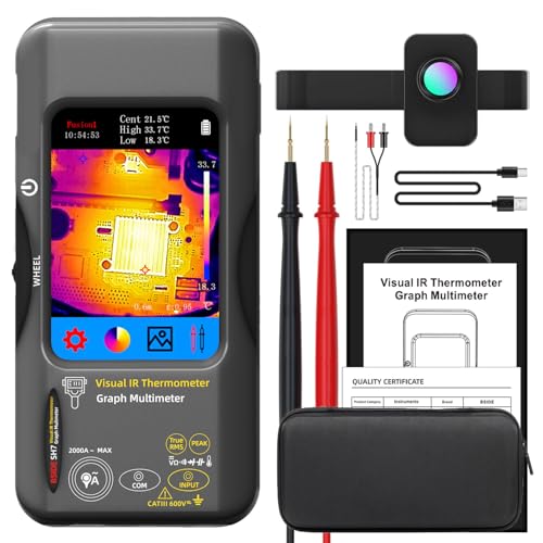 BSIDE Thermal Imaging Camera Multimeter with Macro Lens, 320x320 IR Resolution with 15 Thermal Palettes, 20000 Counts with 3.98" Touch LCD, Measures Cap, AC Clamp, Temp Diode for Electrical Electronic