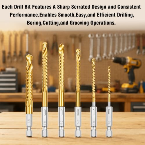 6Pack HSS Twist Drill Bit Set, 3mm-8mm