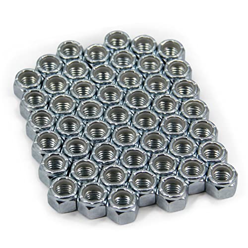 3/8"-16 Nylon Insert Hex Lock Nuts,Carbon Steel White Zinc Plated, Hex Lock Nut Silver Self-Locking Nylock Locknuts,50pcs/Pack (3/8"-16-50pcs) - size: 3/8"-16-50pcs