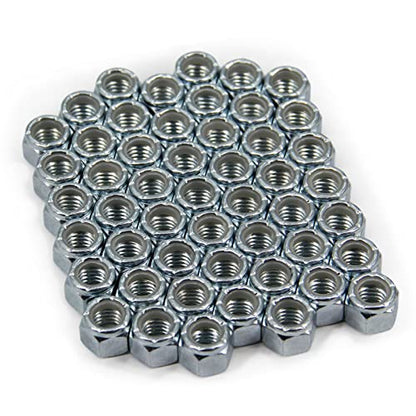 3/8"-16 Nylon Insert Hex Lock Nuts,Carbon Steel White Zinc Plated, Hex Lock Nut Silver Self-Locking Nylock Locknuts,50pcs/Pack (3/8"-16-50pcs) - size: 3/8"-16-50pcs