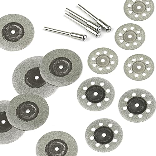 40 Pcs Diamond Cutting Wheel Set, 25mm/30mm/35mm/40mm Diamond Coated Cutting Wheel with 8 Pcs 3mm Mandrel and 2 Pcs Screwdriver